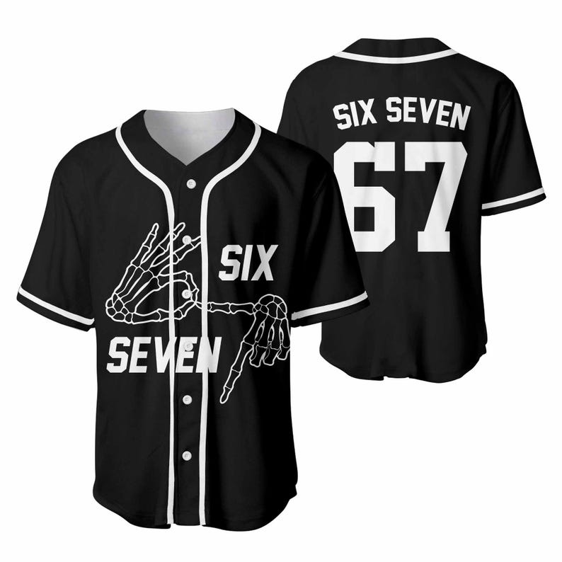 6 7 Baseball Jersey, Funny Halloween costume for kids or parents, great for teachers, six seven Tiktok trend, Meme shirt, Funny Jersey