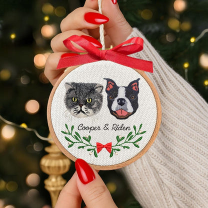 Personalized Embroidery Dog Photo Ornament, Custom Dog Christmas in Hoop, Dog Portrait Gift for Pet Owners