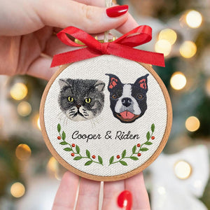 Personalized Embroidery Dog Photo Ornament, Custom Dog Christmas in Hoop, Dog Portrait Gift for Pet Owners