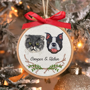 Personalized Embroidery Dog Photo Ornament, Custom Dog Christmas in Hoop, Dog Portrait Gift for Pet Owners