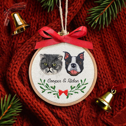 Personalized Embroidery Dog Photo Ornament, Custom Dog Christmas in Hoop, Dog Portrait Gift for Pet Owners