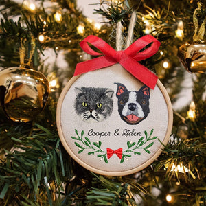 Personalized Embroidery Dog Photo Ornament, Custom Dog Christmas in Hoop, Dog Portrait Gift for Pet Owners