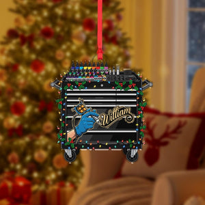 Personalized Christmas Ornament: Tattoo Cart with Machine and Inks, Hanging Decoration