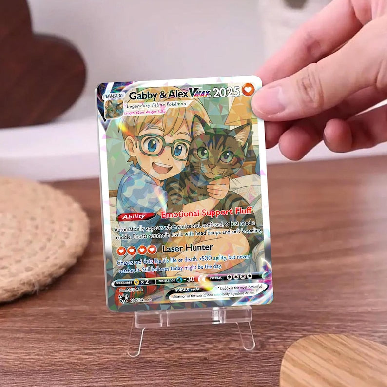 Personalized Pet as Pokemon Card, Turn your pet into a Pokemon, Custom Photo Anime Card, Gift For Him, Gift For Her, Pet Lover Gift Cat Gift