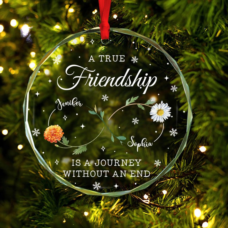 Personalized Best Friend Ornament, Month Of Birth Flower Gift For Group Friends, Friendship Gift, Gift For Soul Sister Friends Ornaments