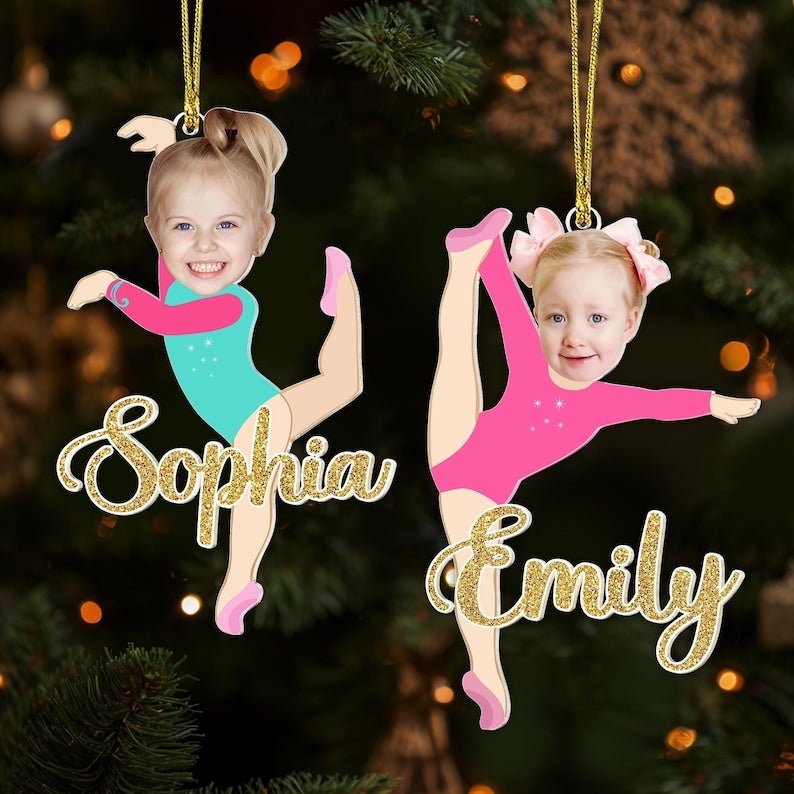 Personalized Face Gymnastics Ornament: Gymnastics Kids Gift