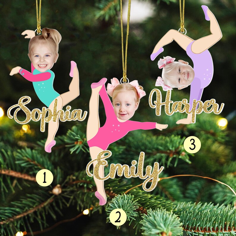 Personalized Face Gymnastics Ornament: Gymnastics Kids Gift