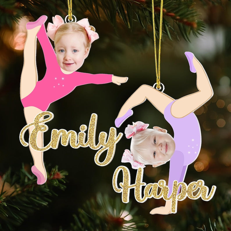 Personalized Face Gymnastics Ornament: Gymnastics Kids Gift