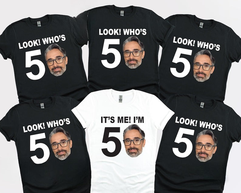 Look Who's Fifty, Custom 50th Birthday Photo Shirt, 50th Birthday Group Shirts, Turning 50 Birthday Custom Face Shirt, Personalised T-shirt