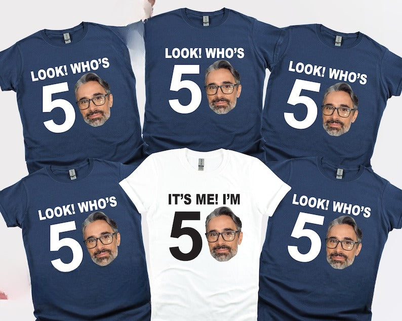 Look Who's Fifty, Custom 50th Birthday Photo Shirt, 50th Birthday Group Shirts, Turning 50 Birthday Custom Face Shirt, Personalised T-shirt