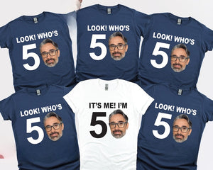 Look Who's Fifty, Custom 50th Birthday Photo Shirt, 50th Birthday Group Shirts, Turning 50 Birthday Custom Face Shirt, Personalised T-shirt