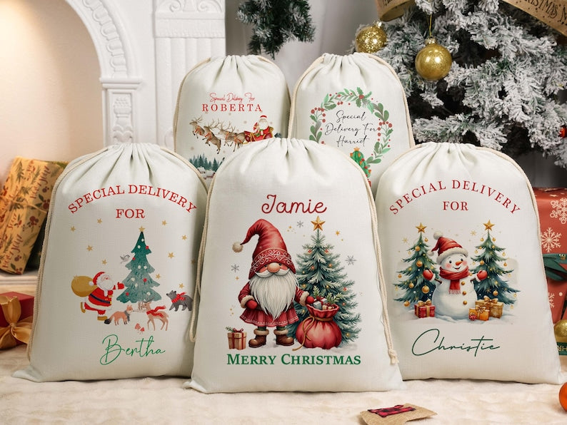 Custom Large Santa Sack, Personalized Christmas Gift Bag, Xmas Gift Bag, Christmas Eve Gift, Santa Bag, Gift for Kids,First Christmas Sack