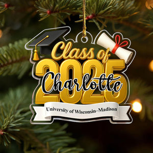 2D Class of 2025 Ornament, Personalized Graduation Christmas Ornament, High School Graduation Gift, College Graduated, New Graduate Gifts