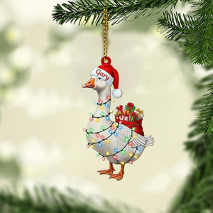 Personalized Goose Ornament Custom Name Santa Hat Farm Animal Christmas Tree Decoration