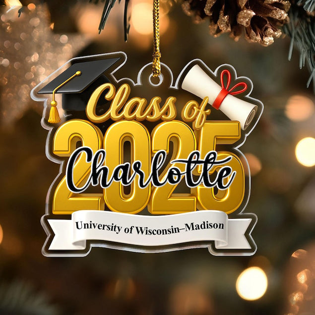 2D Class of 2025 Ornament, Personalized Graduation Christmas Ornament, High School Graduation Gift, College Graduated, New Graduate Gifts