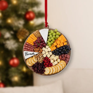 Personalized Charcuterie Board Ornament Custom Name Food Cheese Meat Christmas Tree Decoration