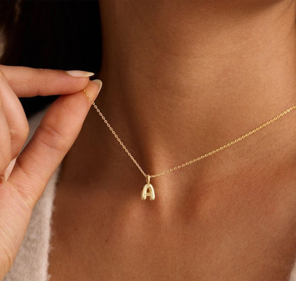 Custom Bubble Initial Necklace, Minimalist Bubble Letter Necklace, Personalized Charm Jewelry, Daily, Gift for Her, Christmas Gift