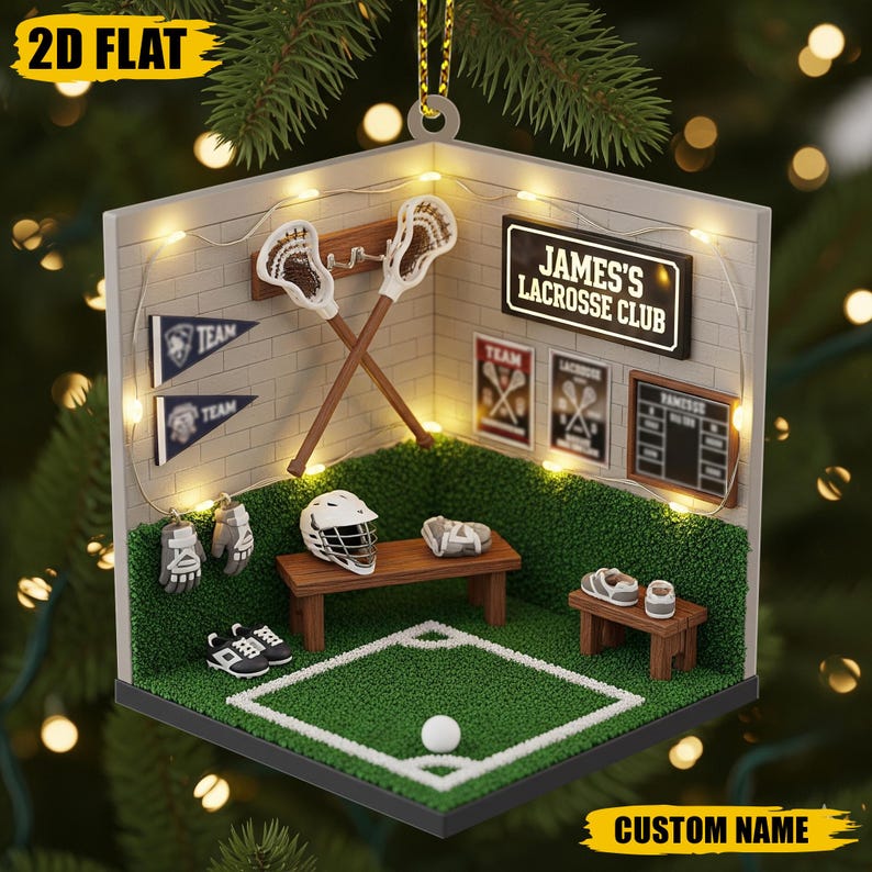 Custom Lacrosse Christmas Ornament, Personalized Sports Ornament, Lacrosse Player Gift, Lacrosse Team Keepsake, Lacrosse 2D Flat Ornament