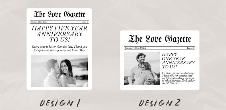 Custom Anniversary Gift for Husband/Wife, Personalized Wedding Newspaper Bottle Label for 1st Year Anniversary, Boyfriend or Girlfriend Gift