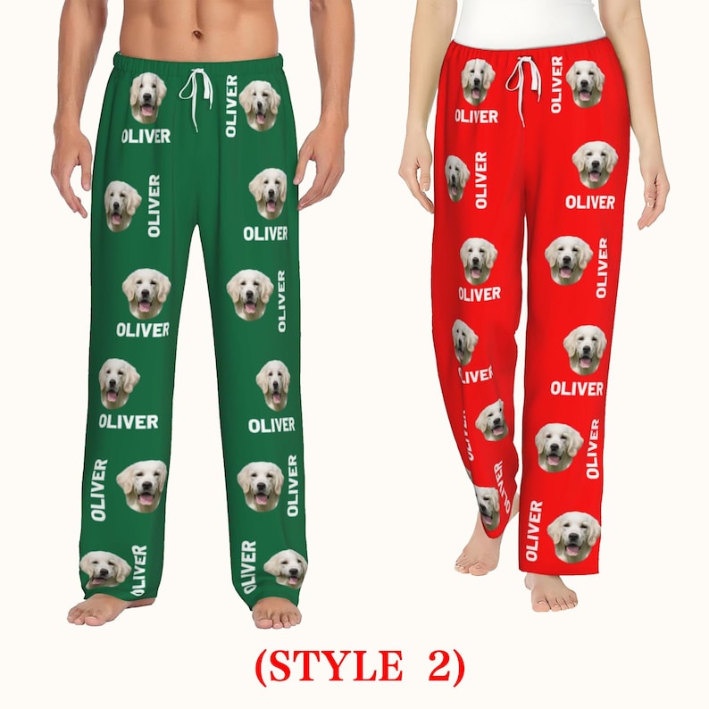 Personalized Dog Face Pajama Pants with Name,Christmas Gfits for Daughter