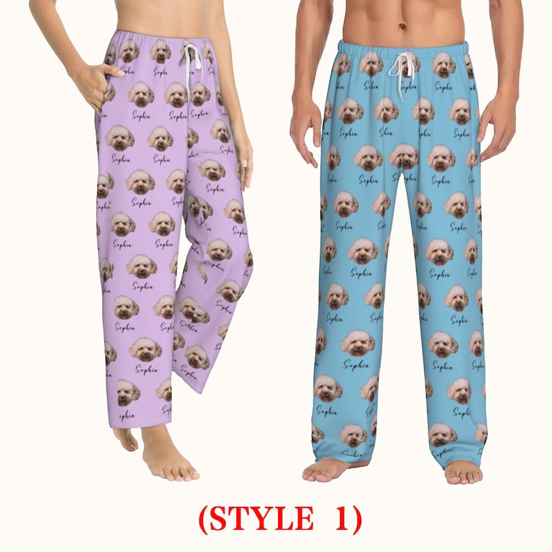 Personalized Dog Face Pajama Pants with Name,Christmas Gfits for Daughter