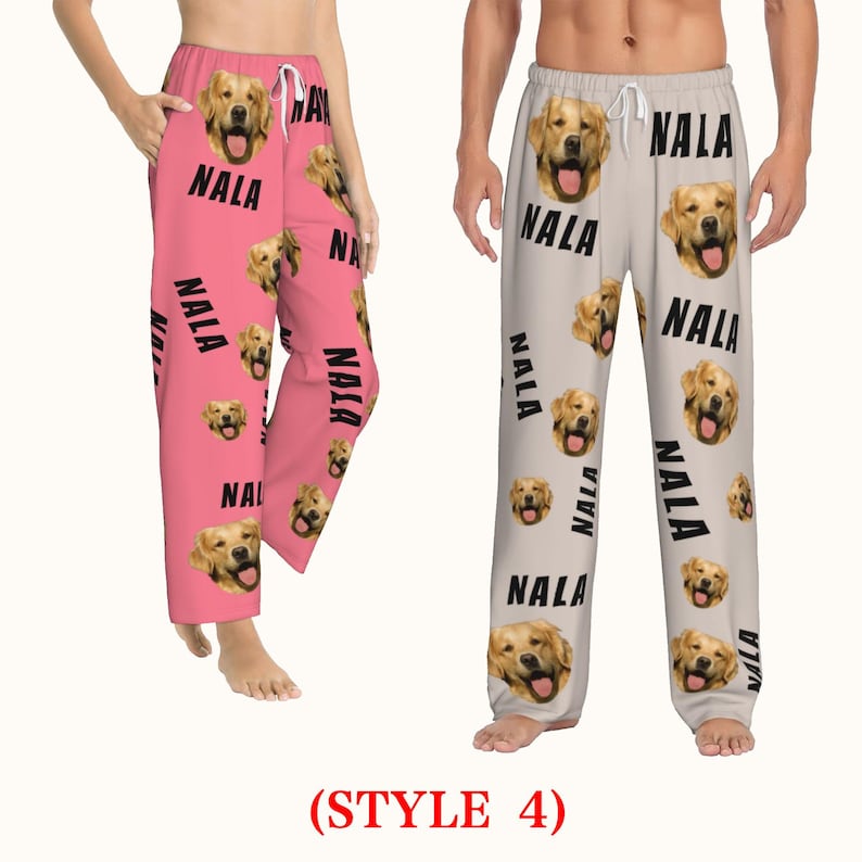 Personalized Dog Face Pajama Pants with Name,Christmas Gfits for Daughter