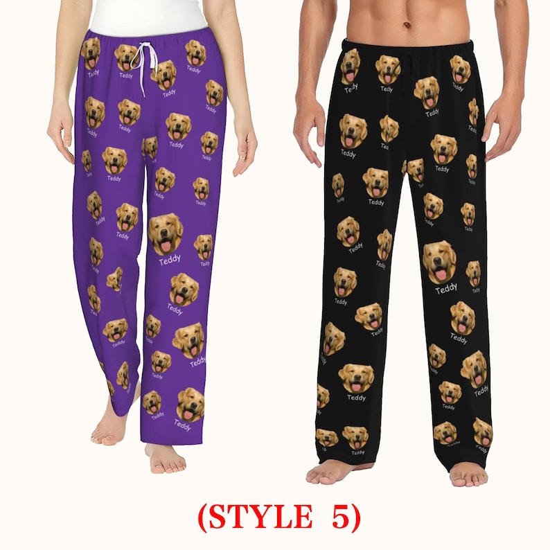 Personalized Dog Face Pajama Pants with Name,Christmas Gfits for Daughter