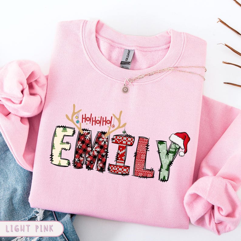 Family Christmas Name Sweatshirt, Personalized Christmas Family Tee, Custom Christmas Shirt With Name, Doodle Alphabet Family Christmas Tee