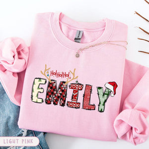 Family Christmas Name Sweatshirt, Personalized Christmas Family Tee, Custom Christmas Shirt With Name, Doodle Alphabet Family Christmas Tee