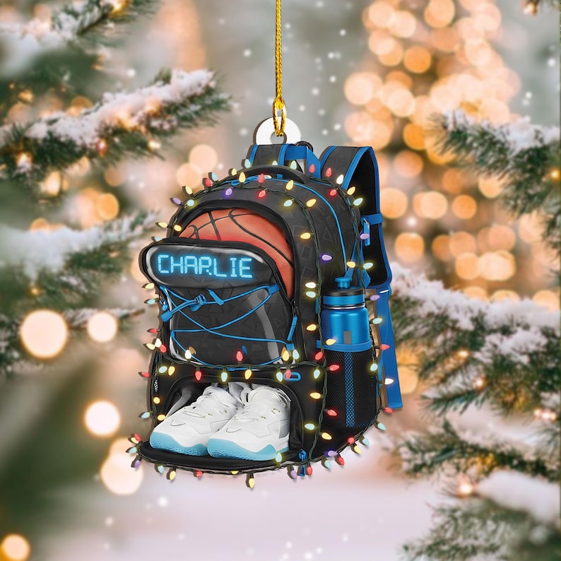 Personalized Basketball Ornament: Sports Bag, Player Gift