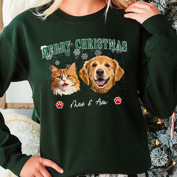 Custom Pet Christmas Sweater Using Pet Photo + Name Custom Dog Portrait Sweater Personalized Dog Pullover Dog Sweatshirt Dog Custom Shirt