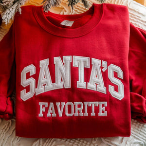 Embroidered Santas Favorite Christmas Sweatshirt