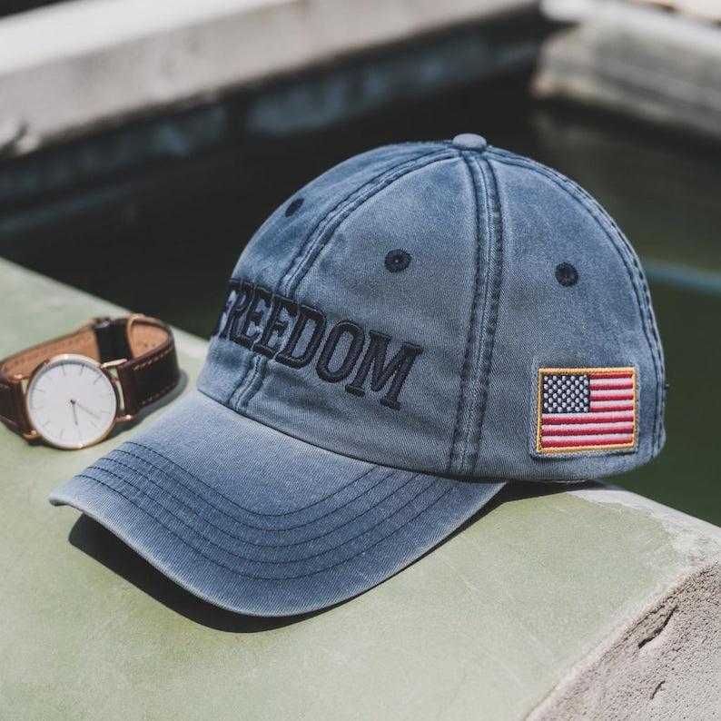 Embroidered Freedom Washed Hat, Great Patriot Hat, America Flag Embroidery, Pray for Charlie, Justice for Him-Inspired Design