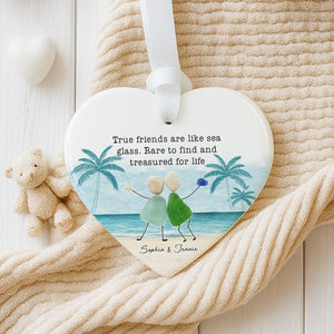 2D Sea Glass Friendship Ornament, Best Friend Ornament, Timeless Friendship Keepsake, Besties Christmas Gift, Best Friend Gifts