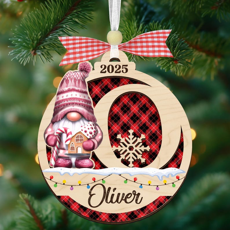 Custom Letter Name Christmas Ornament,Gnome Ornament 2025,Family Ornament Gift,Wooden Name Tags,Alphabet Xmas Gift For Kids,Christmas Gifts