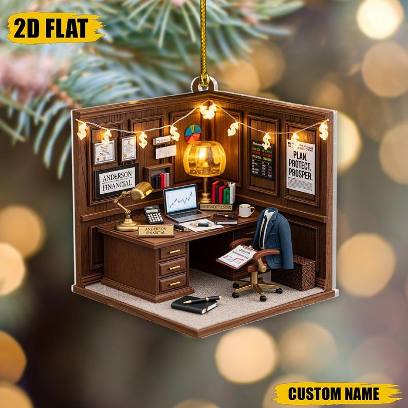 Financial Advisor Ornament, Custom Finance Decor, Stock Market Gift, Banker Ornament, Money Manager Gift, Office Desk Ornament