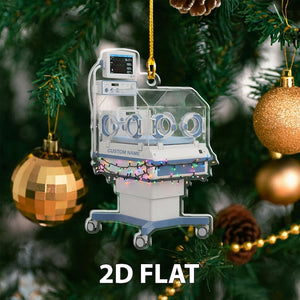 Personalized NICU Incubator 2D FLAT Christmas Ornament, Neonatal Nurse Gift, Preemie Baby Ornament, Personalized NICU Ornament,Holiday Decor