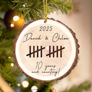 Personalized Wooden Anniversary Ornament: Anniversary Gift