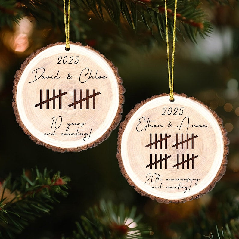Personalized Wooden Anniversary Ornament: Anniversary Gift