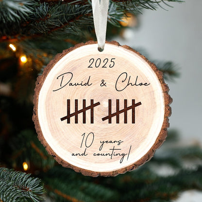 Personalized Wooden Anniversary Ornament: Anniversary Gift