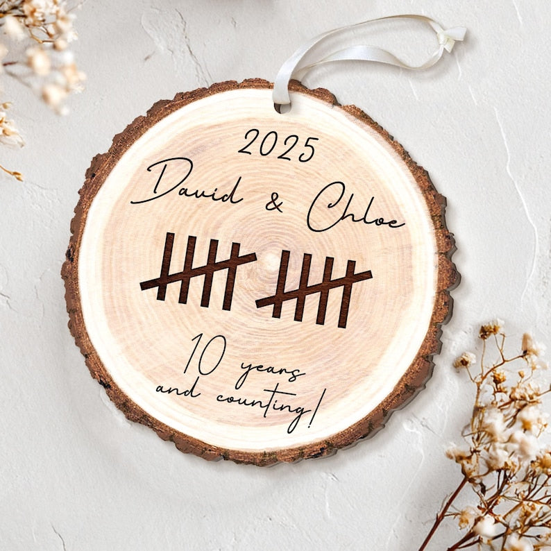 Personalized Wooden Anniversary Ornament: Anniversary Gift