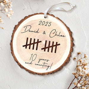 Personalized Wooden Anniversary Ornament: Anniversary Gift