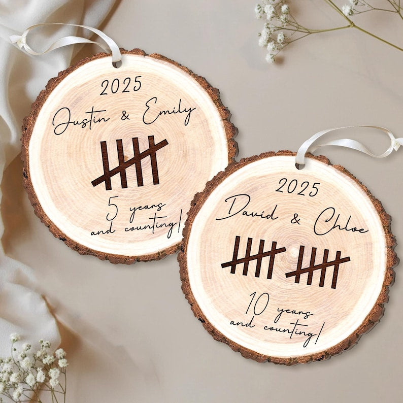 Personalized Wooden Anniversary Ornament: Anniversary Gift