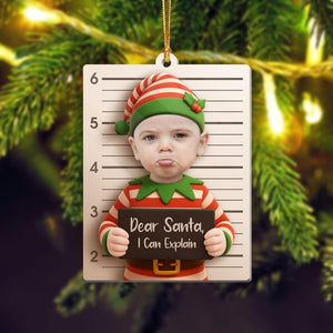 Funny Christmas Mugshot Ornament: Personalized Photo Gag Gift