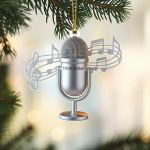Custom Singer Christmas Ornament, Tree Hanging Decor, Personalized Gift for Musician, Vocalist, or Daughter Microphone Keepsake 2025