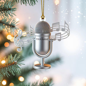 Custom Singer Christmas Ornament, Tree Hanging Decor, Personalized Gift for Musician, Vocalist, or Daughter Microphone Keepsake 2025
