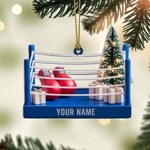 Custom Boxing Christmas Ornament, Tree Hanging Decor, Personalized Gift for Boxer, Husband, or Coach Boxing Ring Keepsake 2025