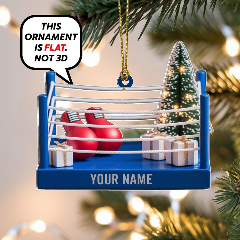 Custom Boxing Christmas Ornament, Tree Hanging Decor, Personalized Gift for Boxer, Husband, or Coach Boxing Ring Keepsake 2025