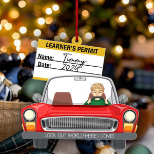 Personalized Learner s Permit Ornament, Drivers Permit Keepsake Ornament, Christmas Driving Gift, Holiday Tree Decor, Humor Gift