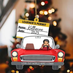 Personalized Learner s Permit Ornament, Drivers Permit Keepsake Ornament, Christmas Driving Gift, Holiday Tree Decor, Humor Gift